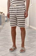 Shorts de rayas Romano en beige y marrón