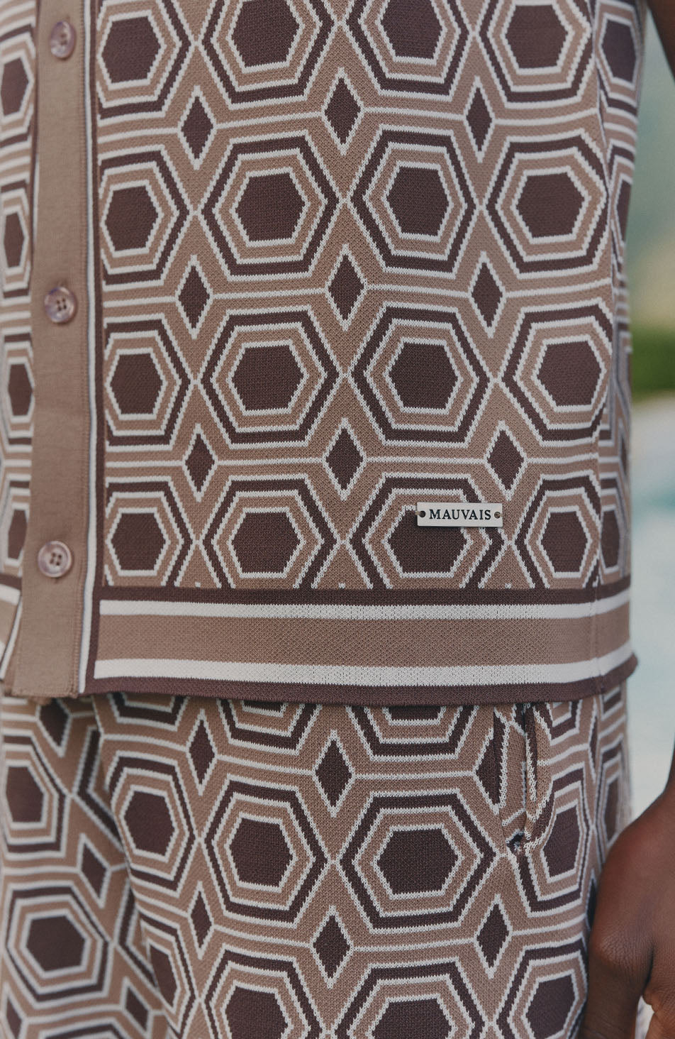 Monica Camisa de punto ajustada en beige
