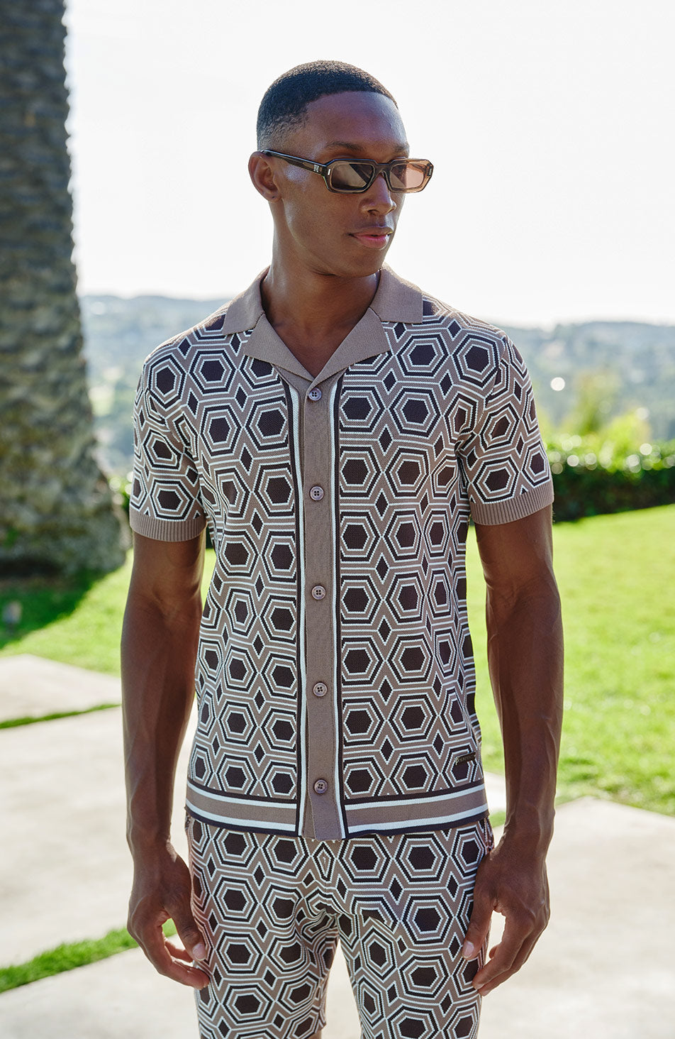 Monica Camisa de punto ajustada en beige
